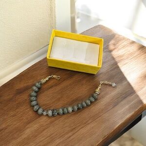 Elegant Olive Green Sandstone Beaded Bracelet with Lobster Clasp